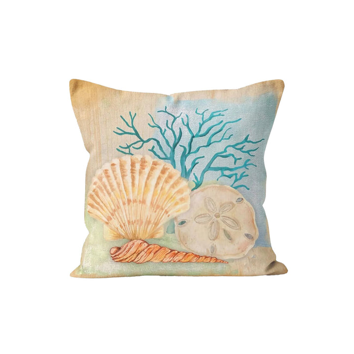 Seashell Pillow Case|Starfish Cushion Cover|Oyster Cushion Case|Nautical Home Decor||Beach House Decor|Coastal Style Throw Pillow Cover