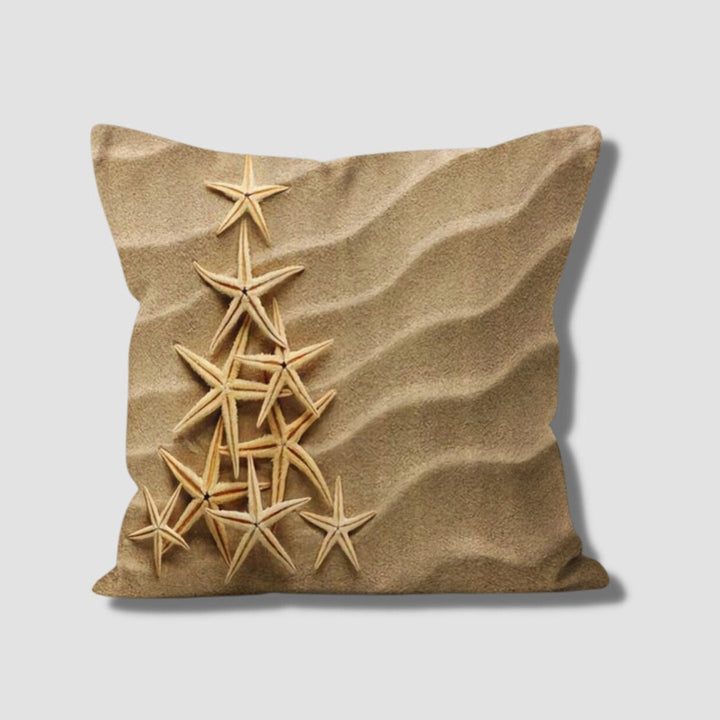 Beach House Pillow Case|Starfish Cushion Cover|Nautical Pillowcase|Coastal Home Decor|Seashell, Fish and Crab Marine Throw Pillowtop