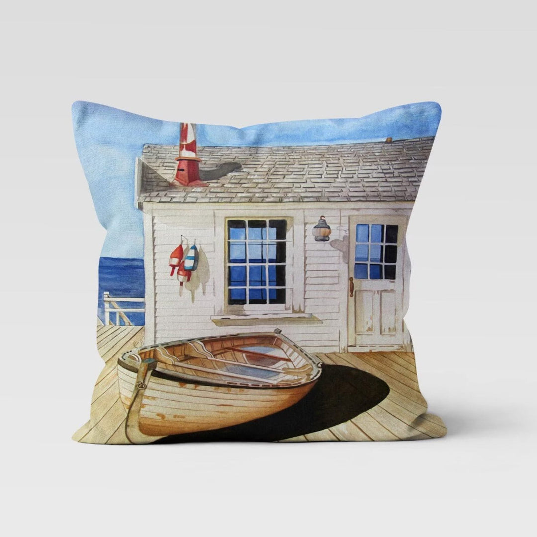 Beach House Pillow Case|Seagull Print Coastal Throw Pillow Cover|Nautical Summer Cushion Cover|Navy Marine Pillowcase|Beach House Decor