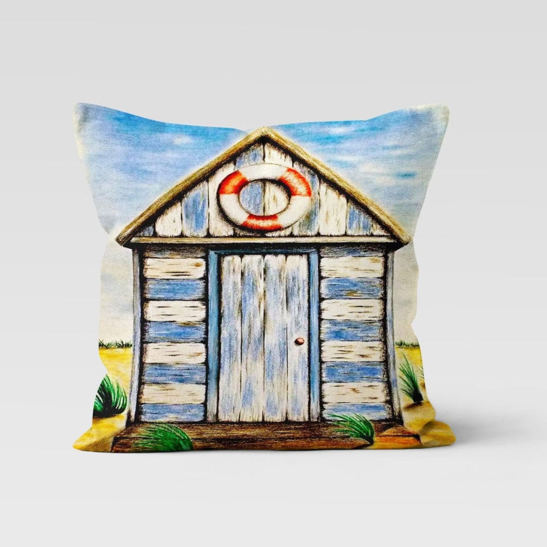 Beach House Pillow Case|Seagull Print Coastal Throw Pillow Cover|Nautical Summer Cushion Cover|Navy Marine Pillowcase|Beach House Decor