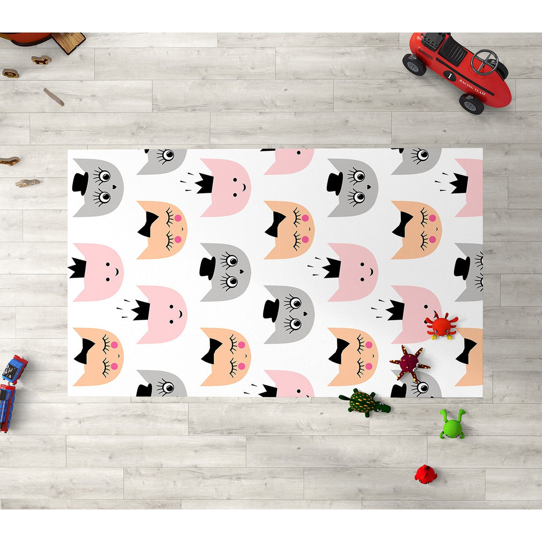 Cat Kids Room Carpet|Cool Cat Print Rug|Non-Slip Carpet|Housewarming Nursery Carpet|Children's Cute Animal Anti-Slip Rug|Cat Print Carpet