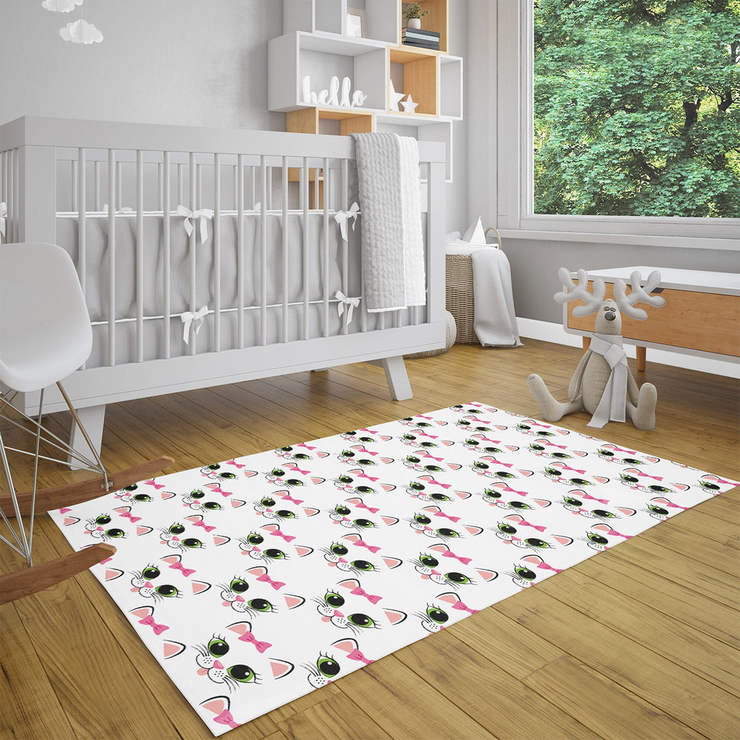 Cat Kids Room Carpet|Cool Cat Print Rug|Non-Slip Carpet|Housewarming Nursery Carpet|Children's Cute Animal Anti-Slip Rug|Cat Print Carpet