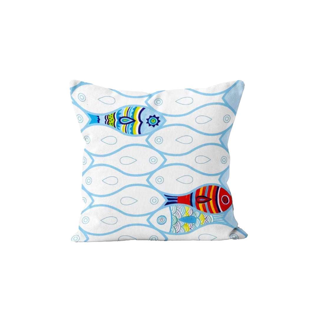 Fish Print Pillowtop|Nautical Summer Cushion Cover|Colorful Fish Decor|Beach House Pillow|Abstract Coastal Throw Pillow|Marine Pillowcase