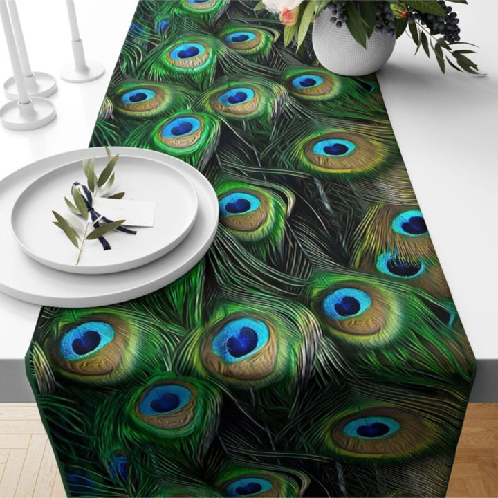 Peacock Table Runner|Ladybug Tablecloth|Animal Home Decor|Peacock Feather Runner|Farmhouse Table Top|Beautiful Tablecloth|Housewarming Decor