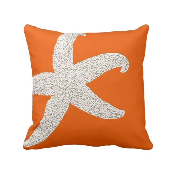 Nautical Pillow Case|Coral and Starfish Coastal Throw Pillow Cover|Seaside Pillowtop|Porch Cushion Cover|Marine Pillowcase|Beach House Decor