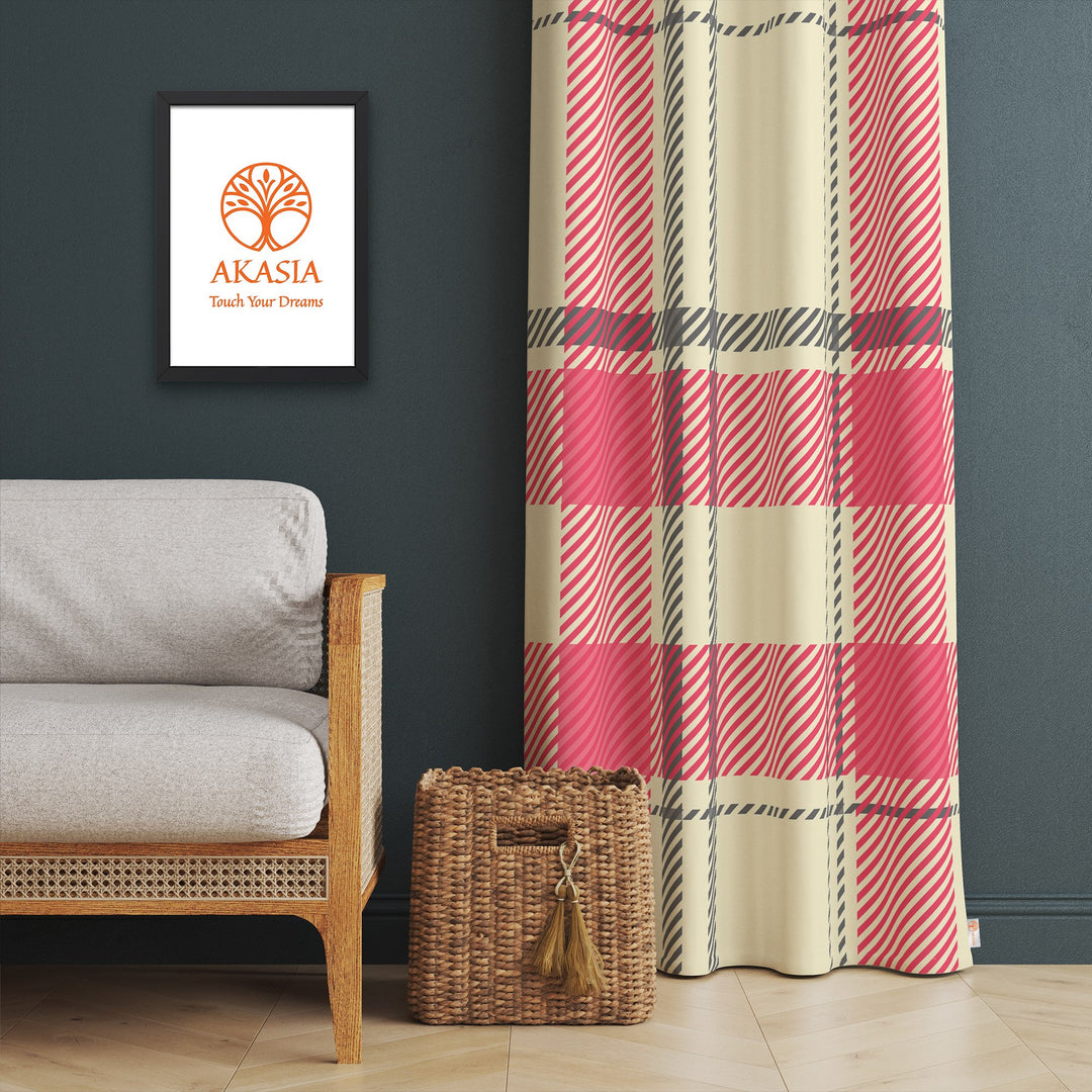 Plaid Design Curtain|Heart Print Curtain|Geometric Curtain|Love Home Decor|Checkered Living Room Curtain|Thermal Insulated Window Treatment