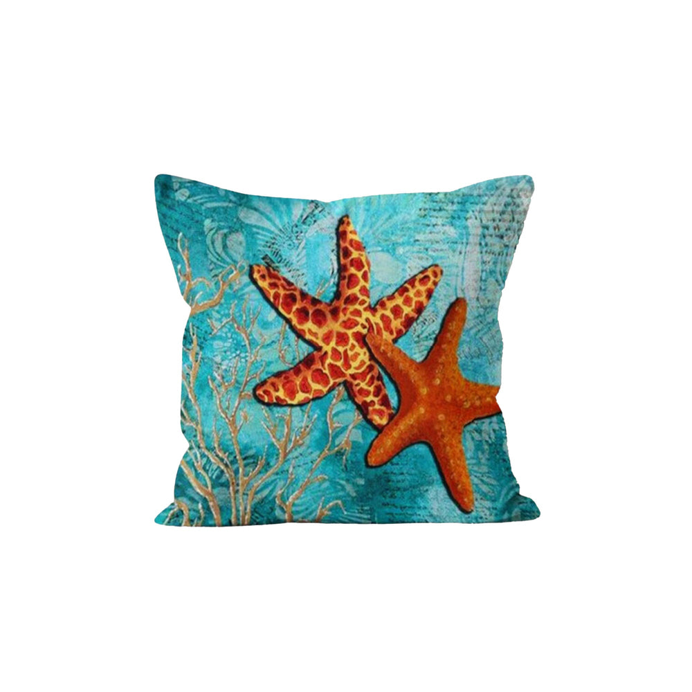 Coral Pillow Case|Starfish Cushion Cover|Coastal Pillowcase|Beach House Decor|Seahorse and Mermaid Coastal Throw Pillow Cover|Nautical Decor