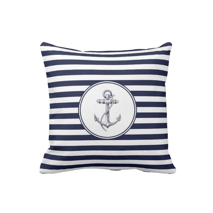 Nautical Pillow Case|Anchor Cushion Cover|Wheel Cushion Cover|Navy Marine Pillowcase|Beach House Decor|I Love Sea Coastal Throw Pillowtop