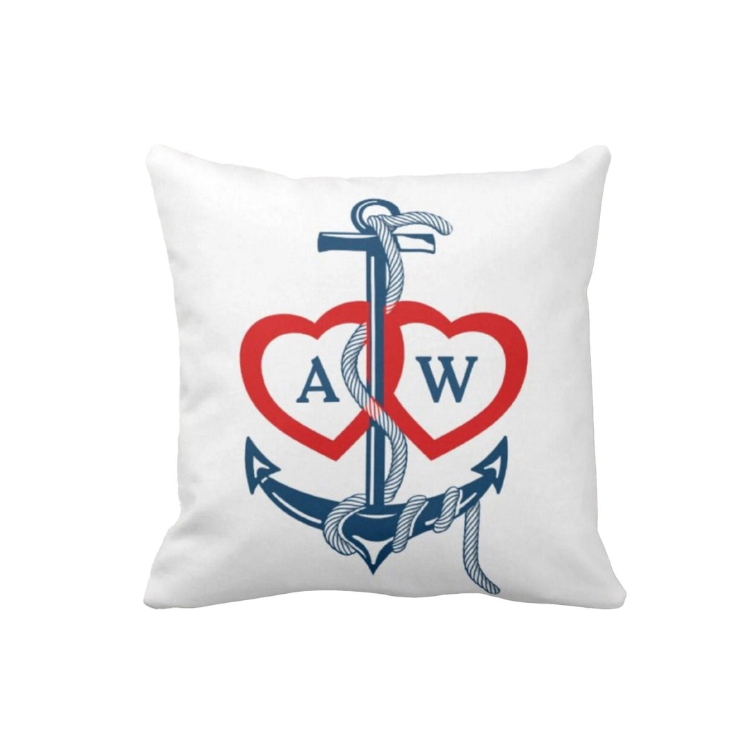 Nautical Pillow Case|Anchor Cushion Cover|Wheel Cushion Cover|Navy Marine Pillowcase|Beach House Decor|I Love Sea Coastal Throw Pillowtop