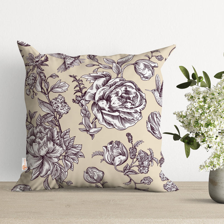 Floral Bird Pillow Cover|Summer Cushion Case|Bird and Flower Pillowtop|Farmhouse Cozy Pillowcase|Outdoor Cushion Case|Sofa Throw Pillow