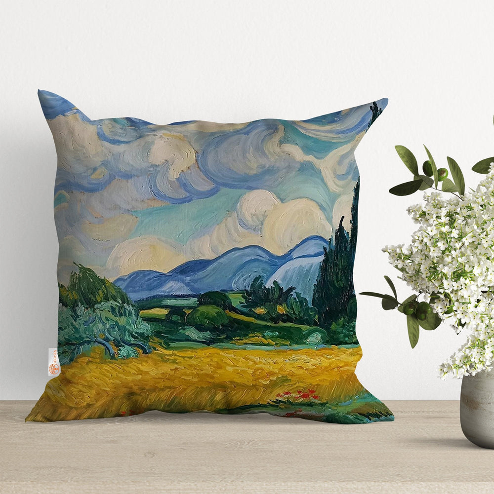 Wheat Field Pillow Cover|Cypresses Cushion Case|Van Gogh Pillowtop|Landscape Pillow|Boho Bedding Decor|Cozy Pillowcase|Outdoor Cushion Case