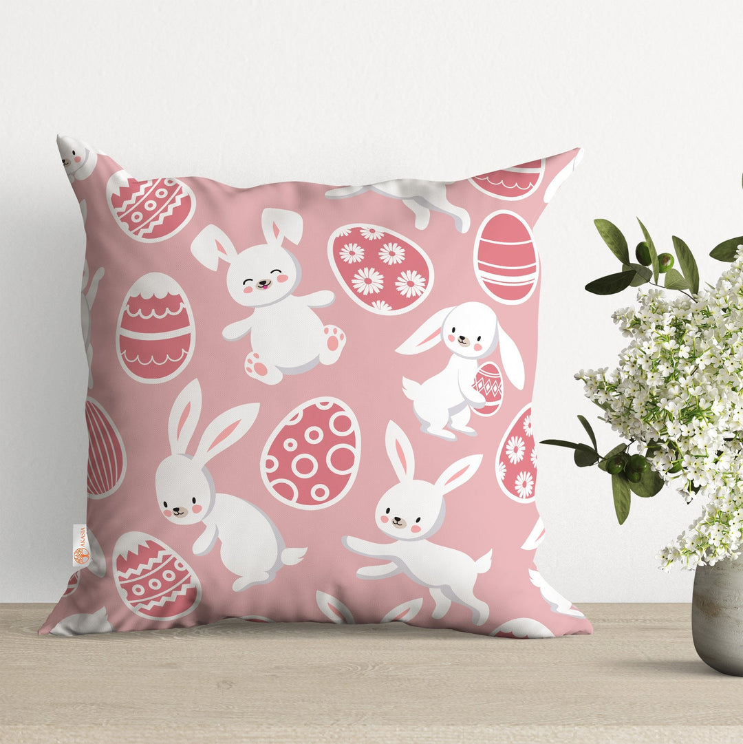 Easter Pillow Cover|Easter Cushion Case|Bunny Pillowtop|Egg Print Pillowcase|Boho Bedding Decor|Spring Throw Pillowcase|Outdoor Cushion Case