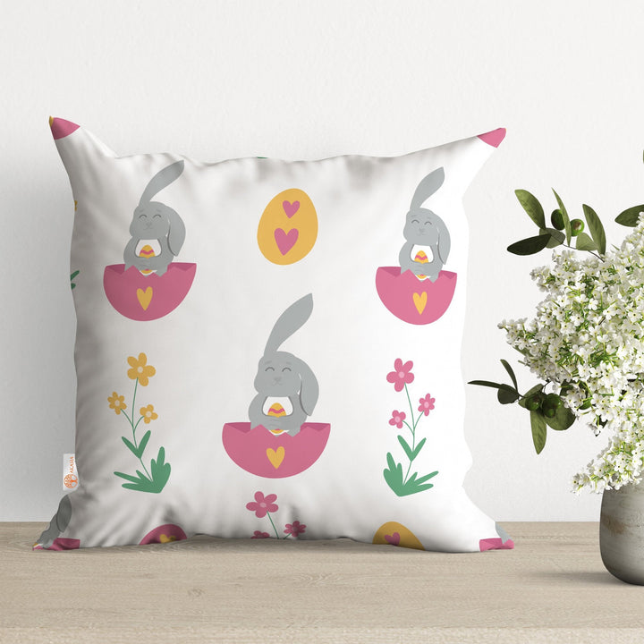 Easter Pillow Cover|Chick Cushion Case|Bunny Pillowtop|Egg Print Pillowcase|Boho Bedding Decor|Spring Throw Pillowcase|Outdoor Cushion Case