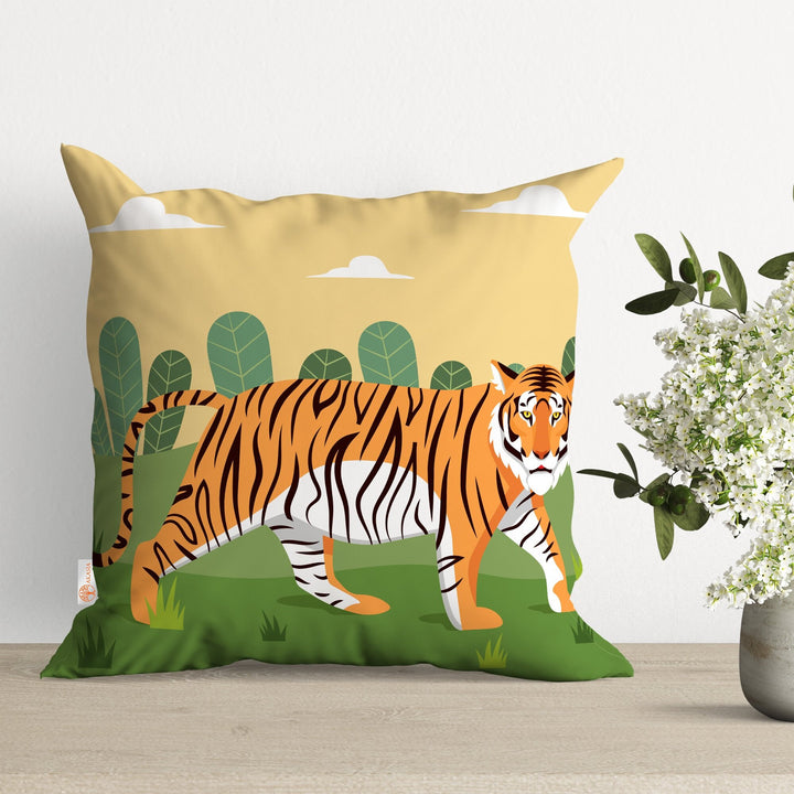 Tiger Pillow Cover|Animal Cushion Case|Decorative Pillowtop|Boho Bedding Decor|Tiger Pillowcase|Outdoor Cushion Case|Sofa Throw Pillow