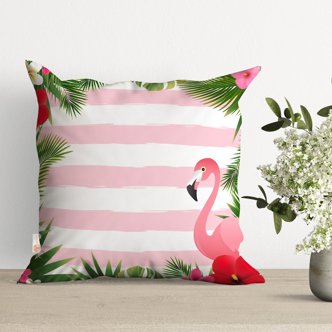 Flamingo Pillow Cover|Tropical Cushion Case|Decorative Pillowtop|Boho Bedding Decor|Animal Pillowcase|Outdoor Cushion Case|Sofa Throw Pillow