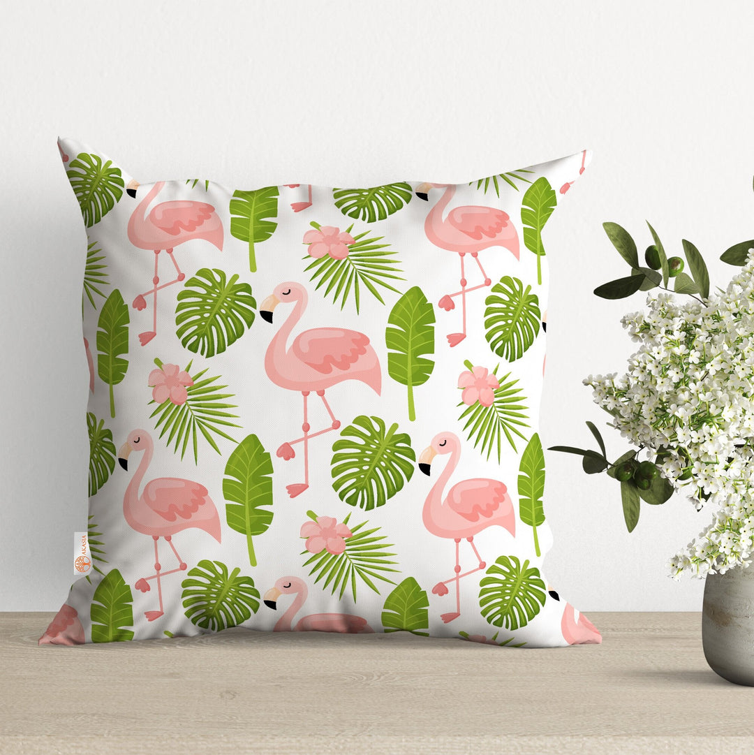 Flamingo Pillow Cover|Tropical Cushion Case|Decorative Pillowtop|Boho Bedding Decor|Animal Pillowcase|Outdoor Cushion Case|Sofa Throw Pillow