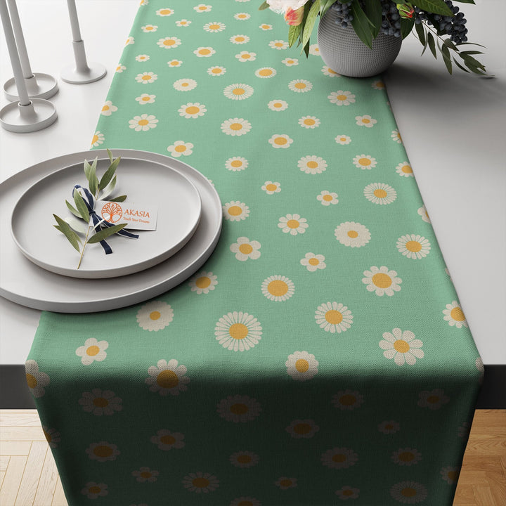 Daisy Table Runner|Floral Tablecloth|Decorative Tabletop|Plaid Home Decor|Farmhouse Kitchen Decor Gift Idea|Checkered Daisy Tablecloth