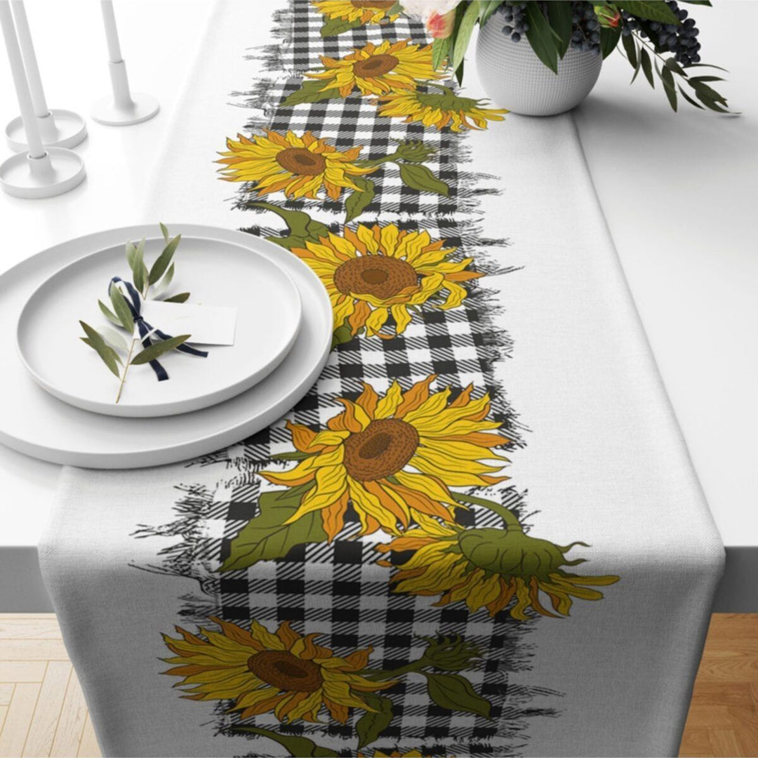 Sunflower Table Runner|Summer Tablecloth|Floral Table Decor|Housewarming Runner|Farmhouse Sunflower Print Tabletop|Stylish Bird Tablecloth