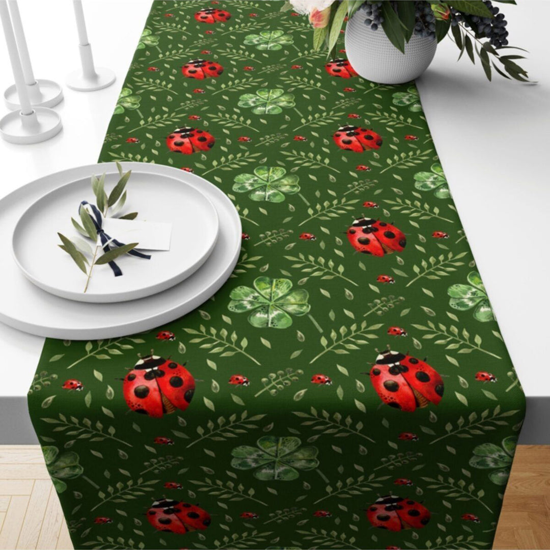 Peacock Table Runner|Ladybug Tablecloth|Animal Home Decor|Peacock Feather Runner|Farmhouse Table Top|Beautiful Tablecloth|Housewarming Decor