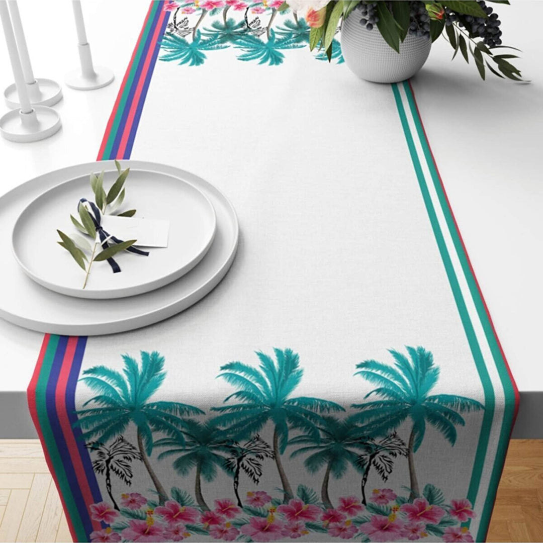 Tropical Table Runner|Animal Print Tablecloth|Palm Tree Home Decor|Parrot Print Runner|Palm Tree Runner|Flamingo and Toucan Tablecloth