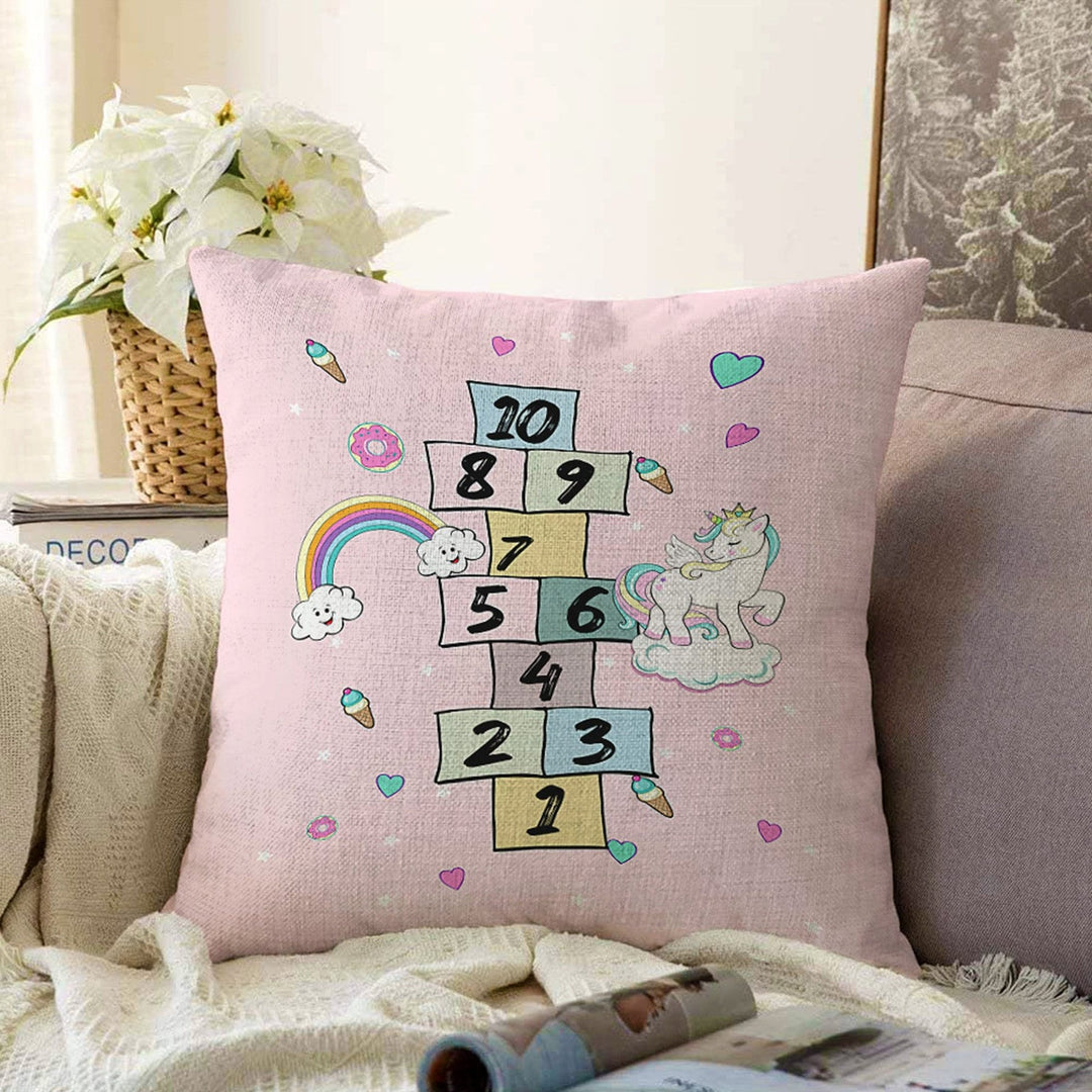 Kids Pillow Cover|Hopscotch Cushion Case|Colorful Kid Room Pillow|Boho Bedding Decor|Animal Pillowtop|Kid Cushion Case|Sofa Throw Pillowcase