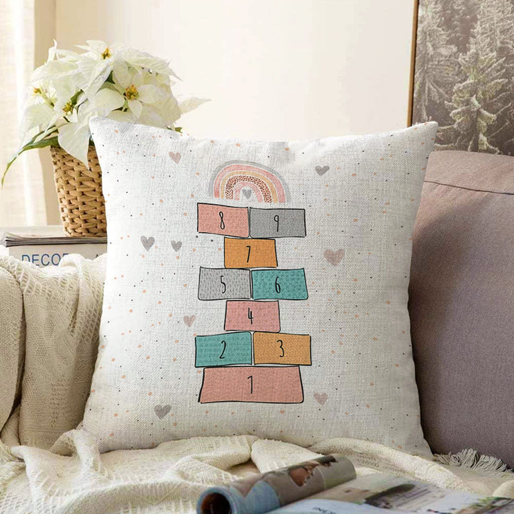 Hopscotch Pillow Cover|Kids Cushion Case|Colorful Kid Room Pillow|Boho Bedding Decor|Nursery Pillowtop|Kid Cushion Case|Sofa Throw Pillowtop