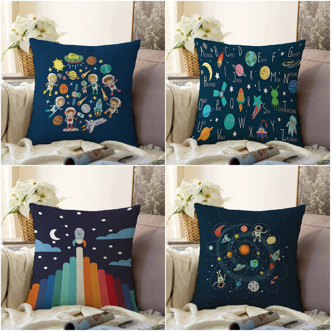 Kids Pillow Cover|Space Print Cushion Case|Kids Room Pillowcase|Boho Bedding Decor|Astronaut Pillowtop|Kid Cushion Case|Porch Throw Pillow