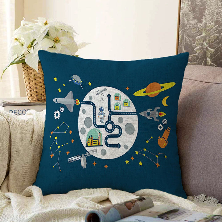 Space Pillow Cover|Kids Cushion Case|Kids Room Pillowcase|Boho Bedding Decor|Astronaut Pillowtop|Kid Cushion Case|Animal Print Throw Pillow