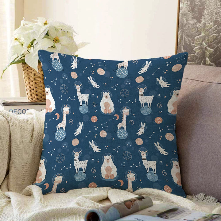 Planet Pillow Cover|Space Print Cushion Case|Kids Room Pillowcase|Air Balloon Pillowtop|Animal Pillowtop|Kid Cushion Case|Sofa Throw Pillow