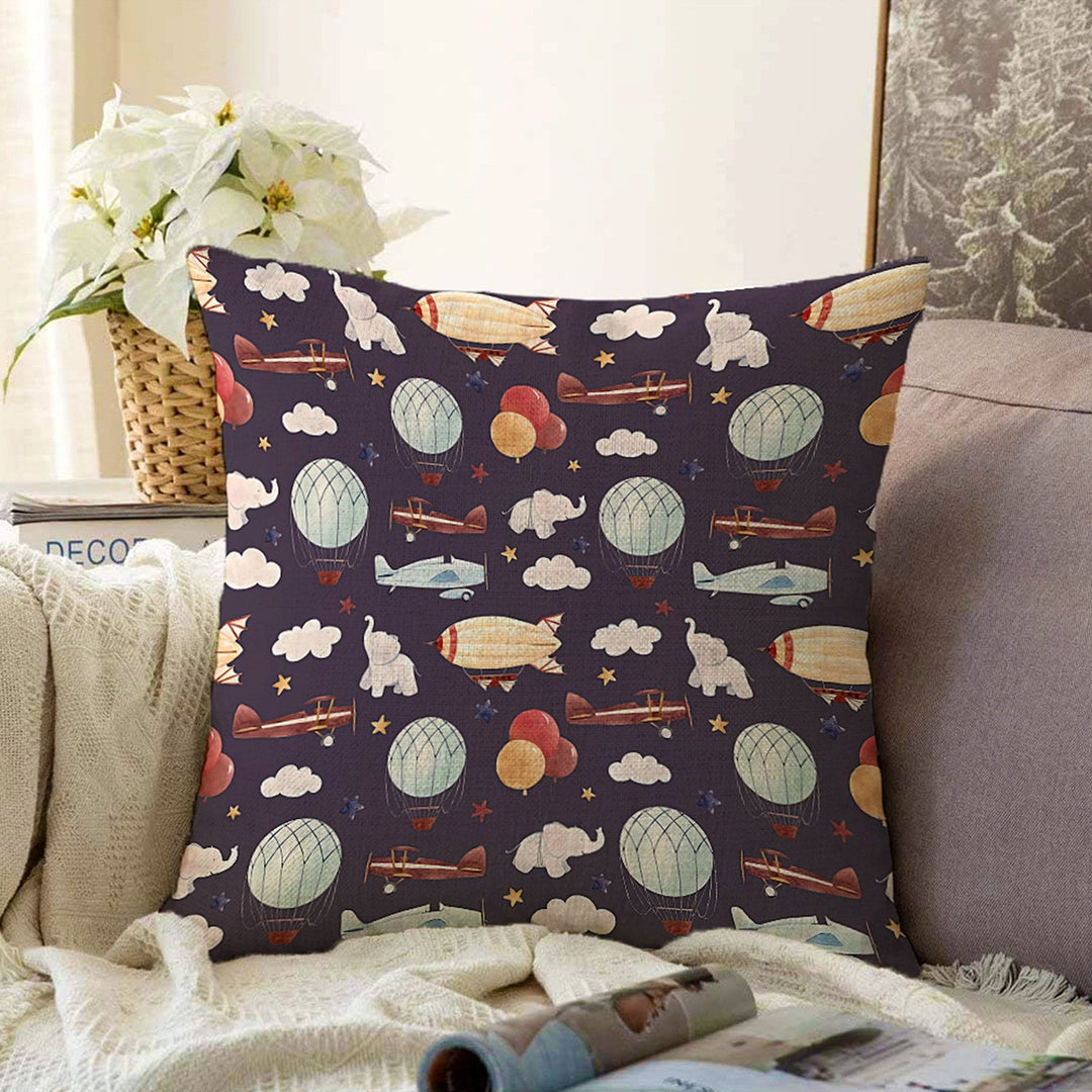 Planet Pillow Cover|Space Print Cushion Case|Kids Room Pillowcase|Air Balloon Pillowtop|Animal Pillowtop|Kid Cushion Case|Sofa Throw Pillow