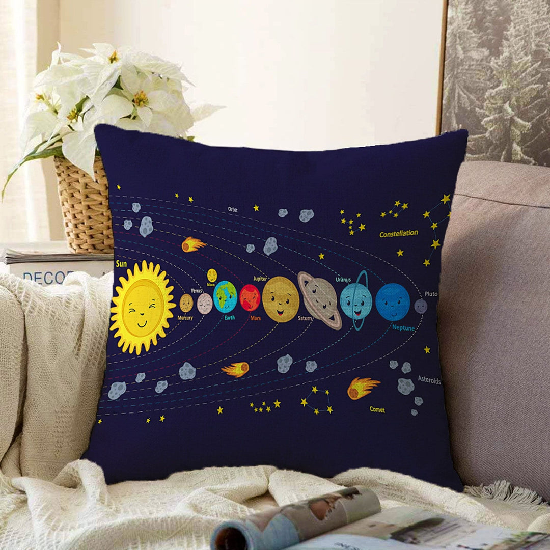 Planet Pillow Cover|Space Print Cushion Case|Kids Room Pillowcase|Air Balloon Pillowtop|Animal Pillowtop|Kid Cushion Case|Sofa Throw Pillow