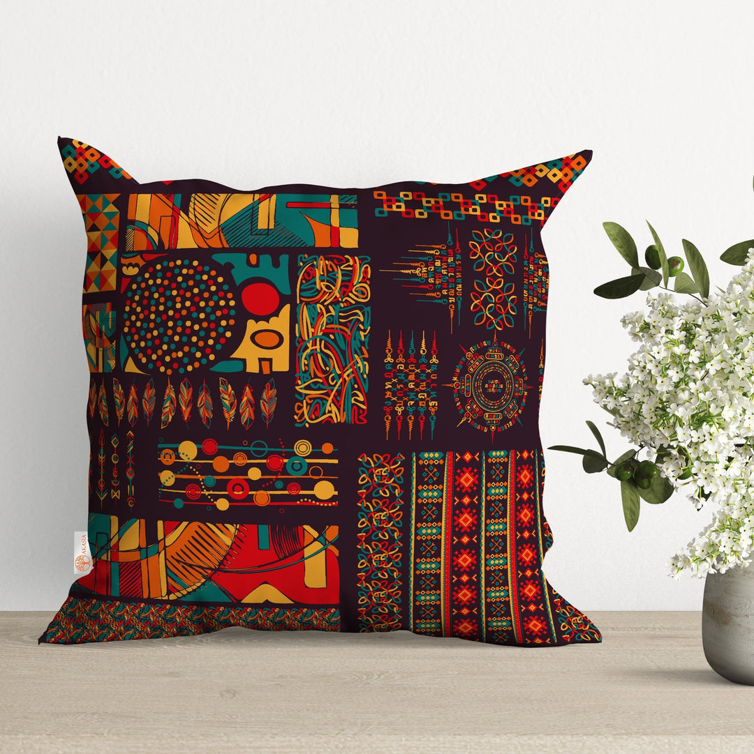 Abstract Pillow Cover|Ethnic Cushion Case|Decorative Pillowtop|Boho Bedding Decor|Cozy Pillowcase|Outdoor Cushion Case|Sofa Throw Pillow