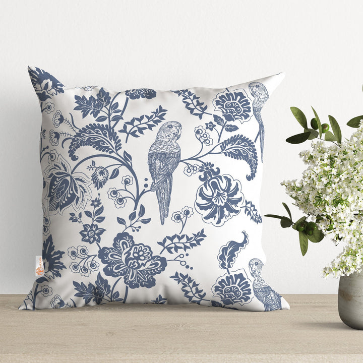 Floral Bird Pillow Cover|Summer Cushion Case|Bird and Flower Pillowtop|Farmhouse Cozy Pillowcase|Outdoor Cushion Case|Sofa Throw Pillow