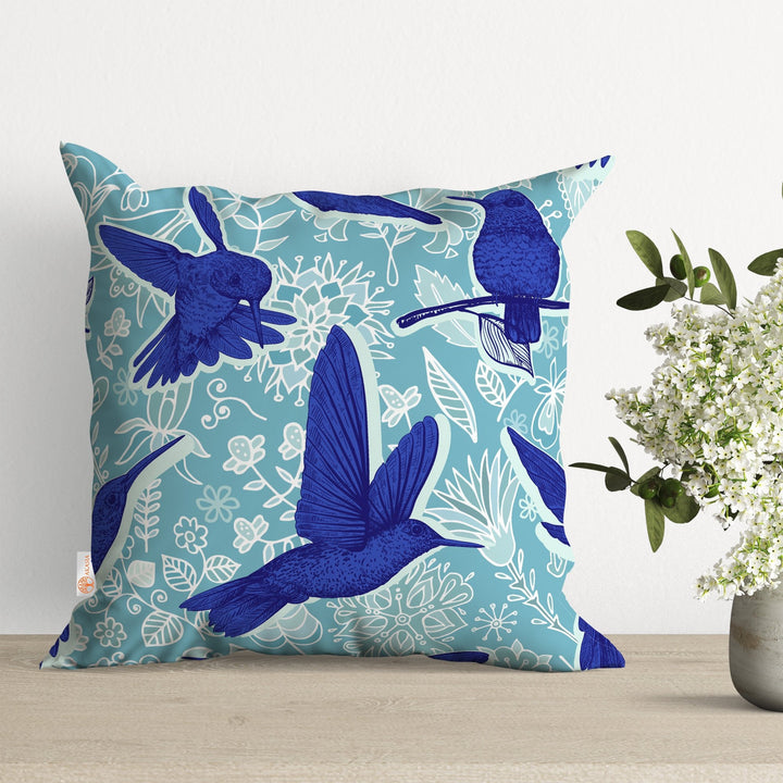 Floral Bird Pillow Cover|Summer Cushion Case|Bird and Flower Pillowtop|Farmhouse Cozy Pillowcase|Outdoor Cushion Case|Sofa Throw Pillow