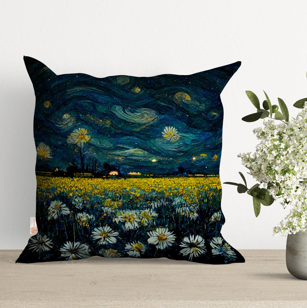 Landscape Pillow Cover|Summer Cushion Case|Starry Night Pillow|Floral Pillowcase|Landscape Pillowcase|Outdoor Sky View Throw Pillowtop