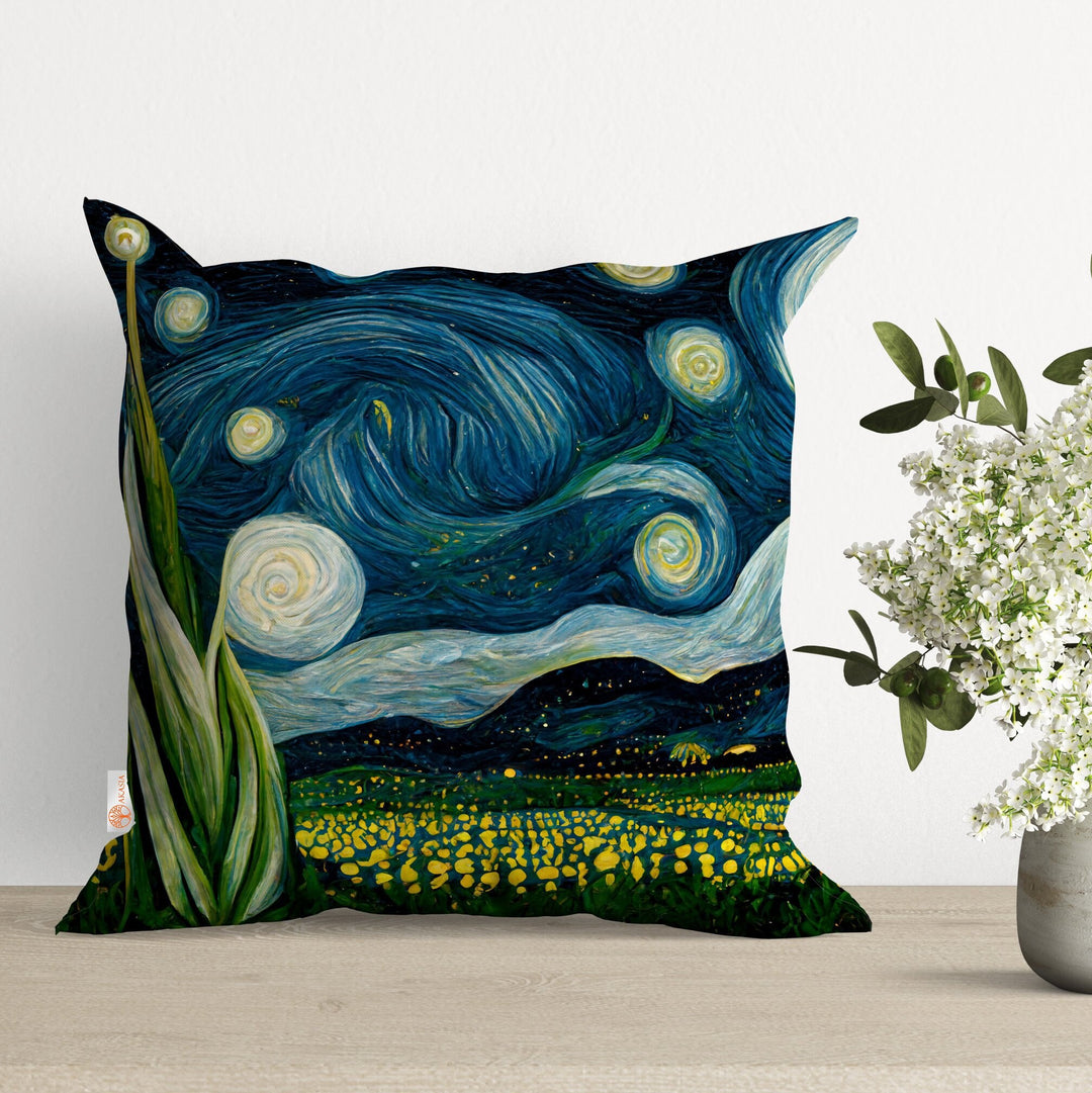 Landscape Pillow Cover|Summer Cushion Case|Starry Night Pillow|Floral Pillowcase|Landscape Pillowcase|Outdoor Sky View Throw Pillowtop