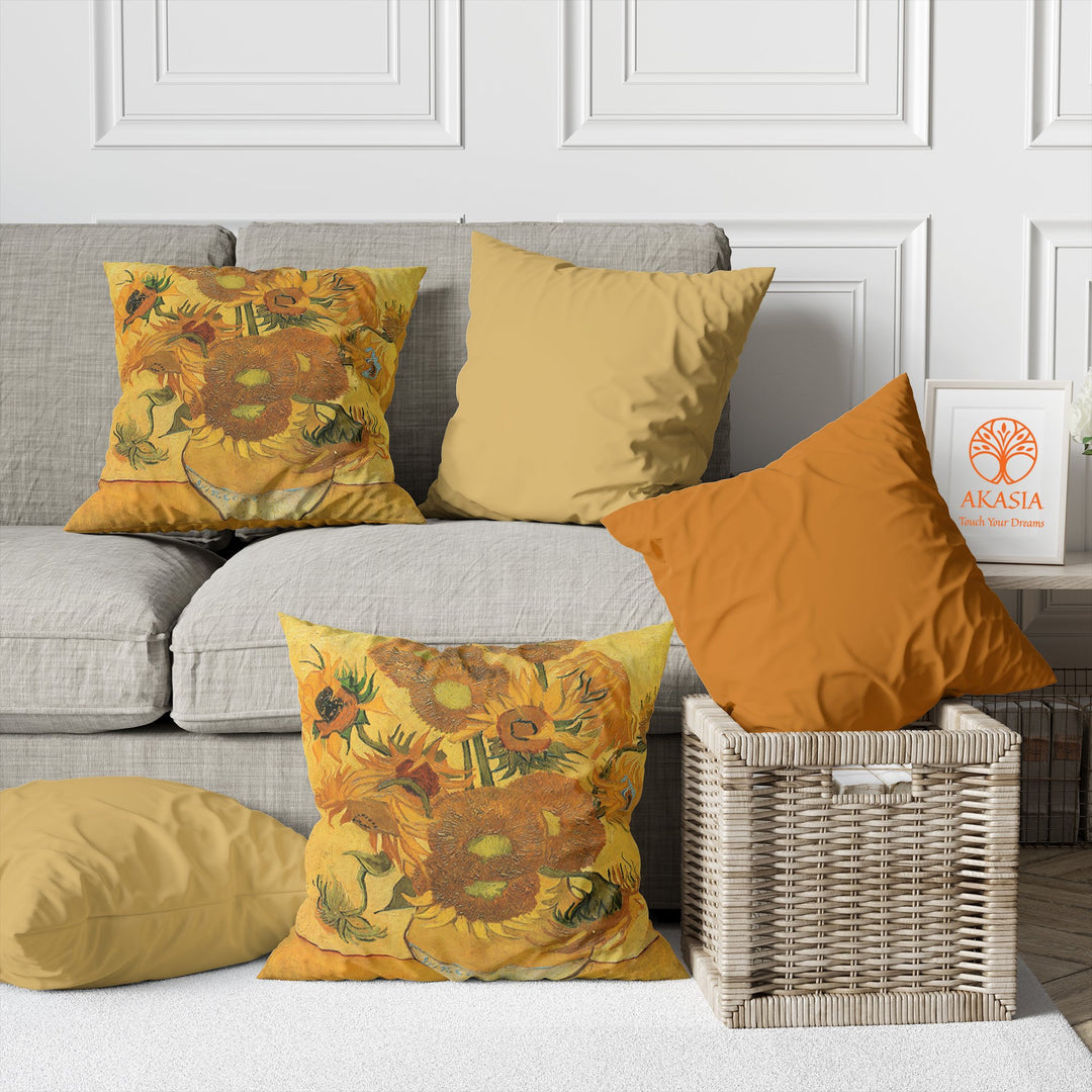 Sunflowers Pillow Cover|Van Gogh Pillow Case|Masterpiece Cushion|Summer Pillowcase|Floral Pillowtop|Outdoor Cushion Case|Sofa Throw Pillow