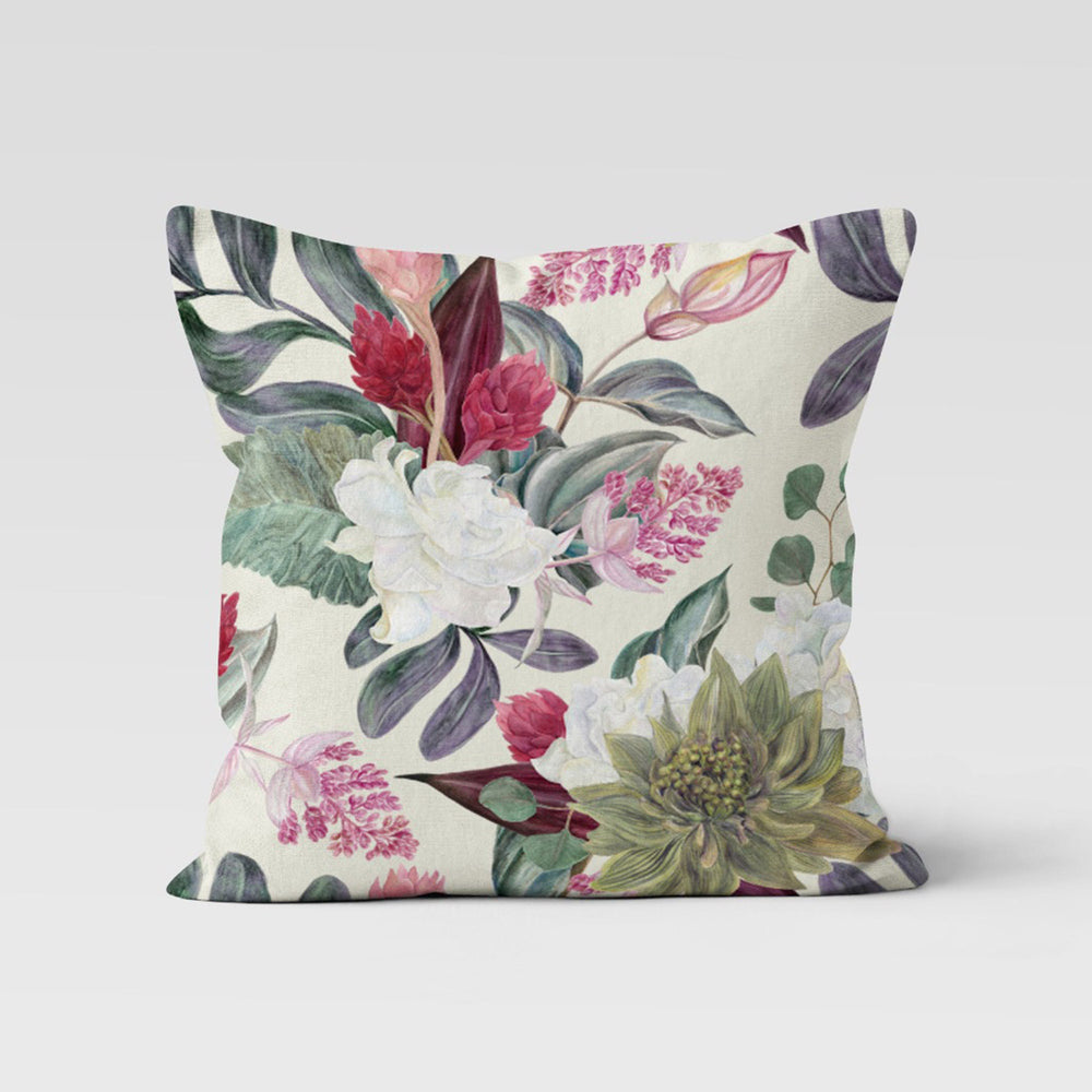 Pinky Floral Pillow Cover|Summer Cushion Case|Decorative Throw Pillowtop|Boho Bedding Decor|Housewarming Farmhouse Style Porch Pillow Case