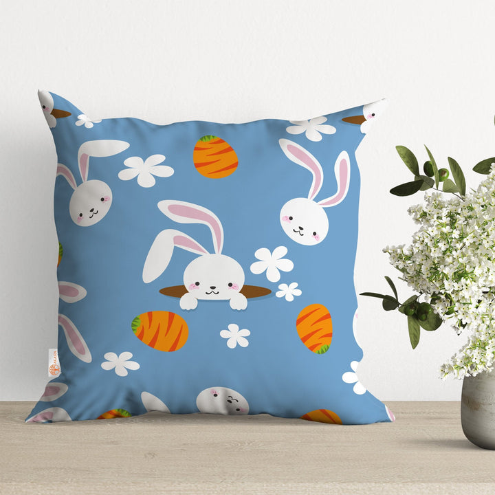 Easter Pillow Cover|Easter Cushion Case|Bunny Pillowtop|Egg Print Pillowcase|Boho Bedding Decor|Spring Throw Pillowcase|Outdoor Cushion Case