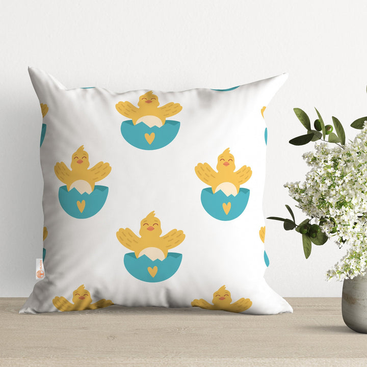 Easter Pillow Cover|Chick Cushion Case|Bunny Pillowtop|Egg Print Pillowcase|Boho Bedding Decor|Spring Throw Pillowcase|Outdoor Cushion Case