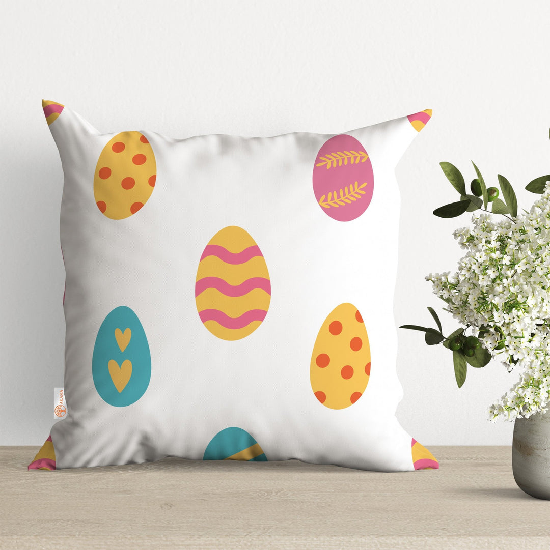 Easter Pillow Cover|Chick Cushion Case|Bunny Pillowtop|Egg Print Pillowcase|Boho Bedding Decor|Spring Throw Pillowcase|Outdoor Cushion Case