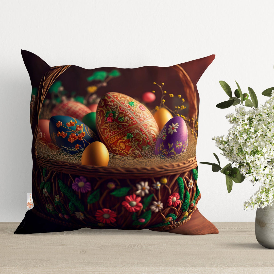 Easter Egg Pillow Cover|Colorful Cushion Case|Egg Print Pillowtop|Spring Pillowcase|Boho Bedding Decor|Throw Pillowcase|Outdoor Cushion Case