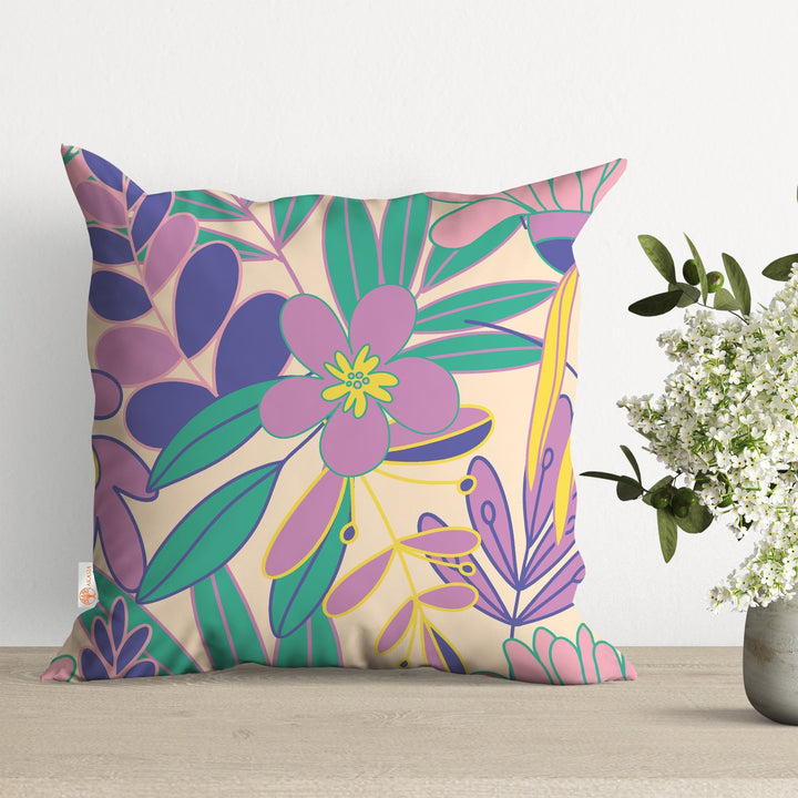 Abstract Floral Pillow Cover|Summer Cushion Case|Decorative Pillowtop|Boho Bedding Decor|Cozy Pillowcase|Outdoor Cushion|Sofa Throw Pillow