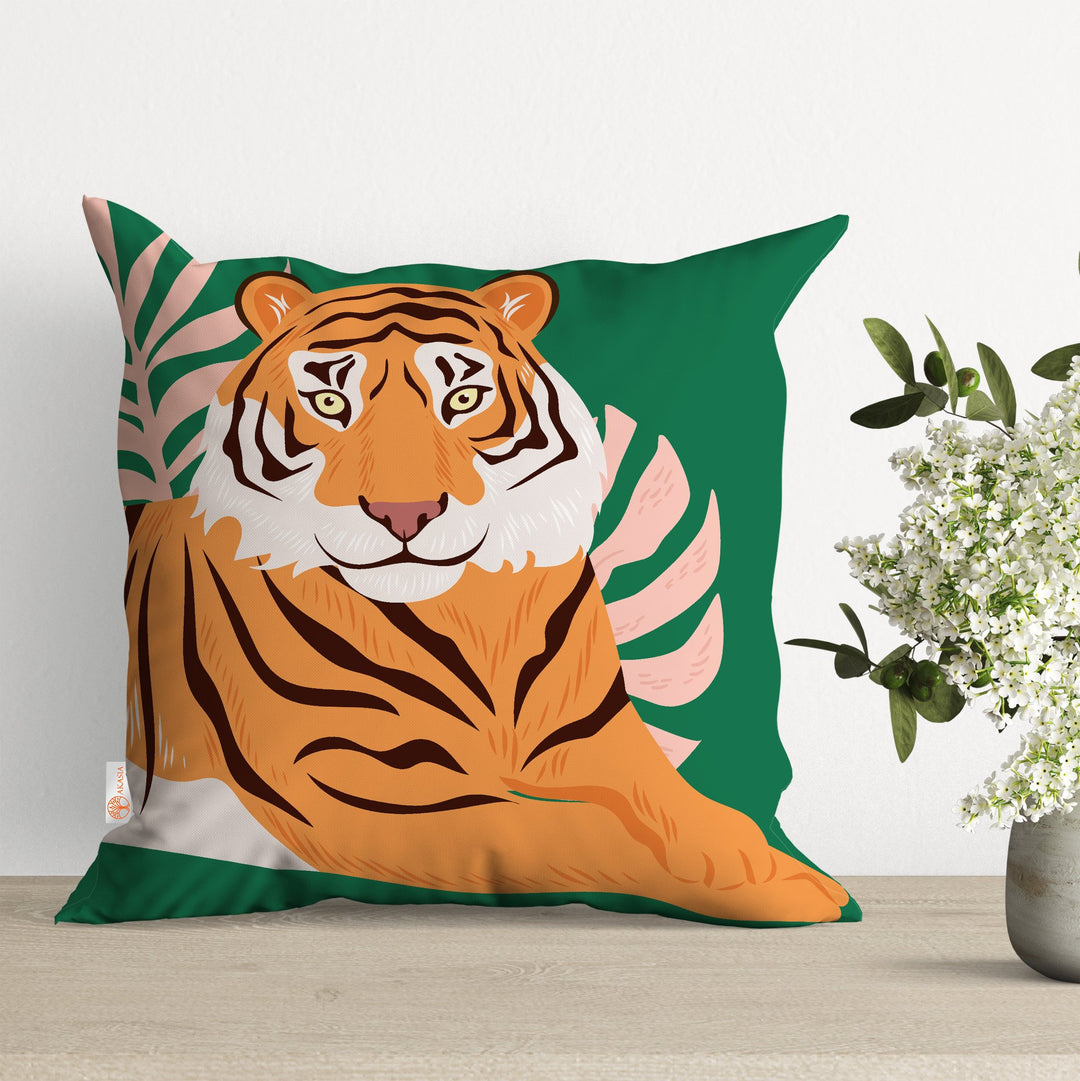 Tiger Pillow Cover|Animal Cushion Case|Decorative Pillowtop|Boho Bedding Decor|Tiger Pillowcase|Outdoor Cushion Case|Sofa Throw Pillow