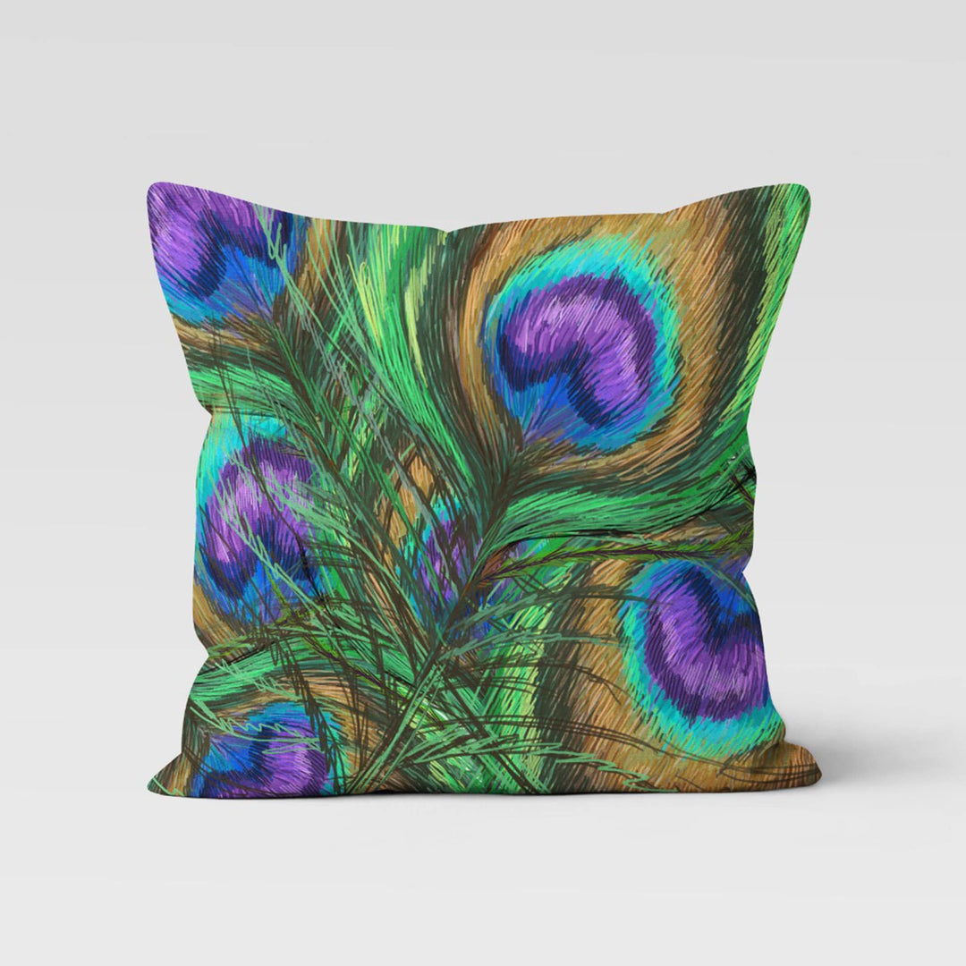 Peacock Feather Pillow Case|Decorative Cushion Cover|Boho Bedding Decor|Housewarming Cushion Case|Peacock Throw Pillowtop|Peacock Home Decor