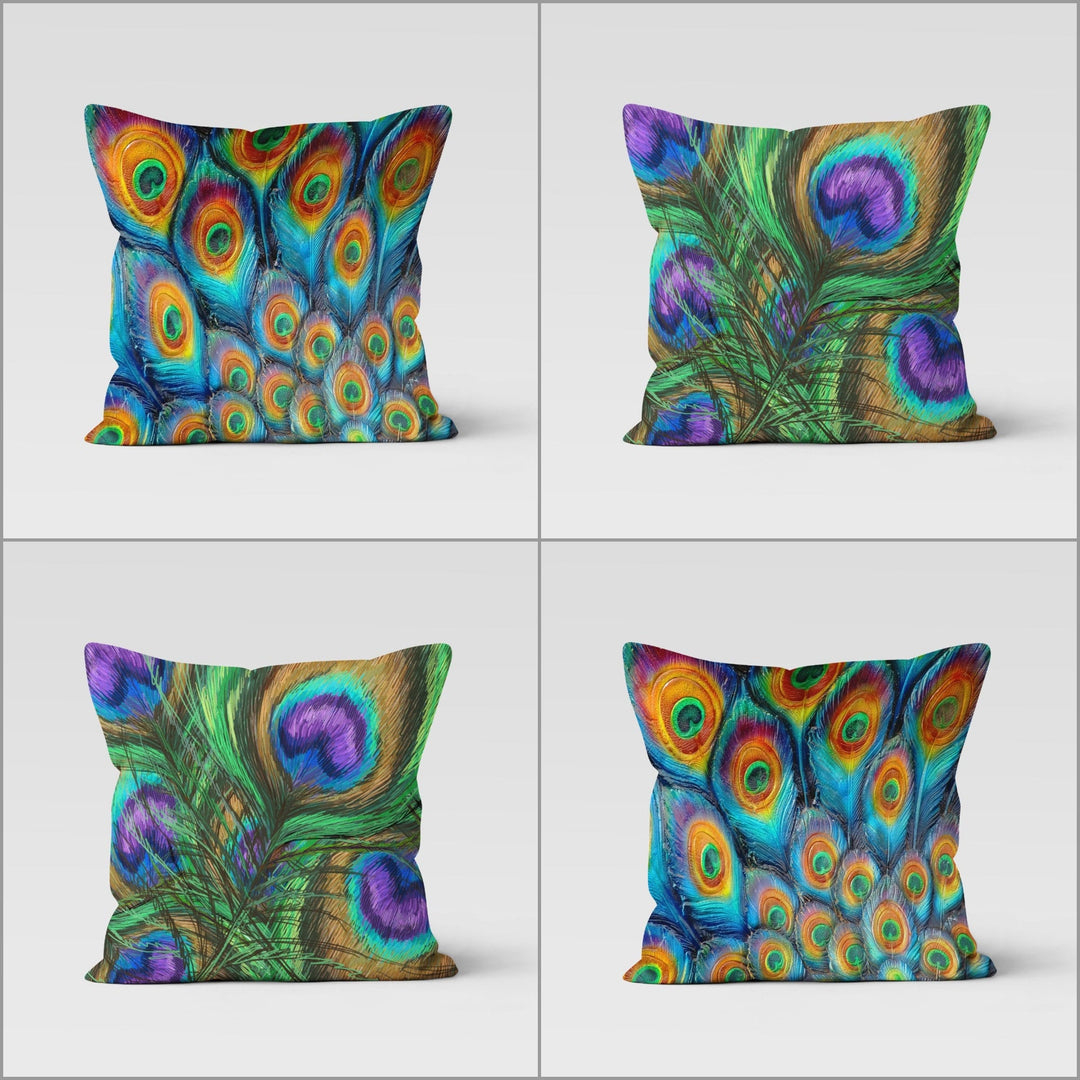 Peacock Feather Pillow Case|Decorative Cushion Cover|Boho Bedding Decor|Housewarming Cushion Case|Peacock Throw Pillowtop|Peacock Home Decor