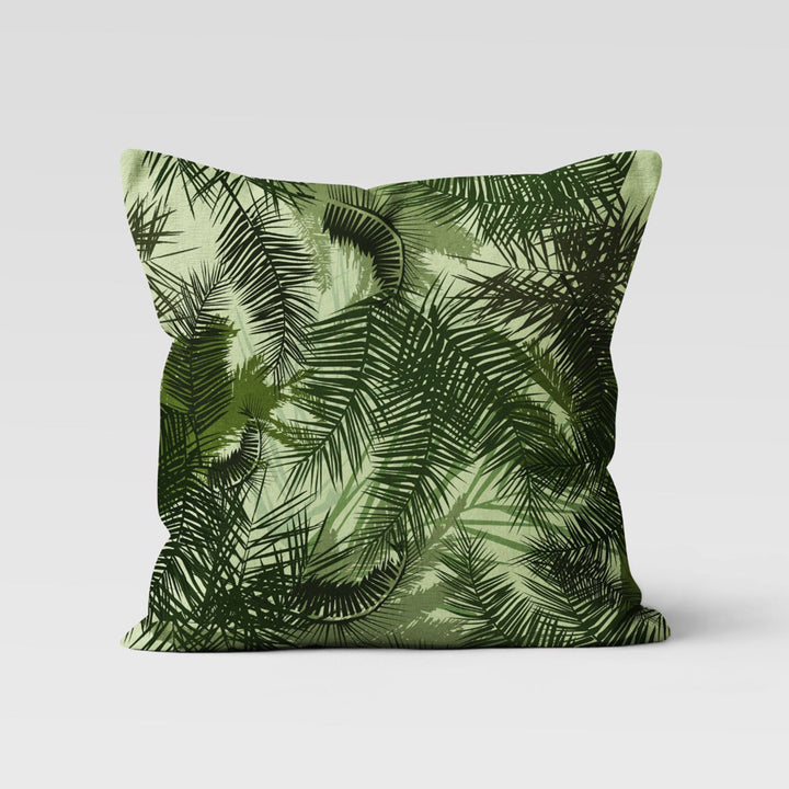 Tropical Plants Pillow Cover|Green Leaves Pillowtop|Floral Cushion Case|Decorative Throw Pillow Case|Green and White Decor|Summer Cushion