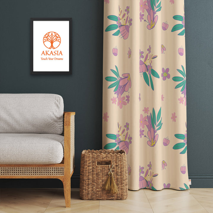 Abstract Floral Curtain|Thermal Insulated Boho Panel Window Curtain|Decorative Living Room Curtain|Housewarming Flower Print Window Decor