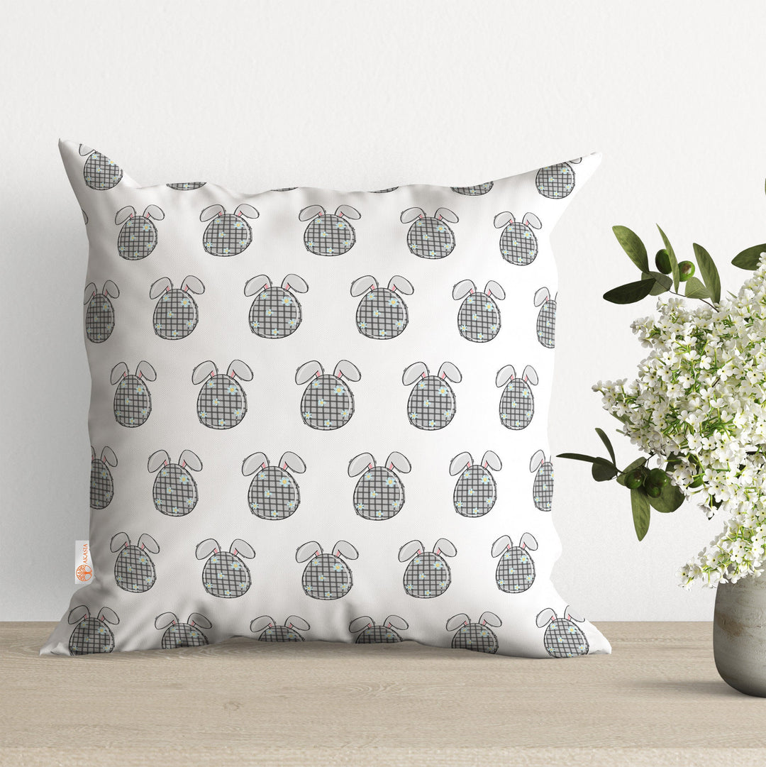 Easter Egg Pillow Cover|Bunny Ear Cushion Case|Bunny Pillowtop|Egg Print Pillowcase|Spring Trend Throw Pillowcase|Outdoor Cushion Case