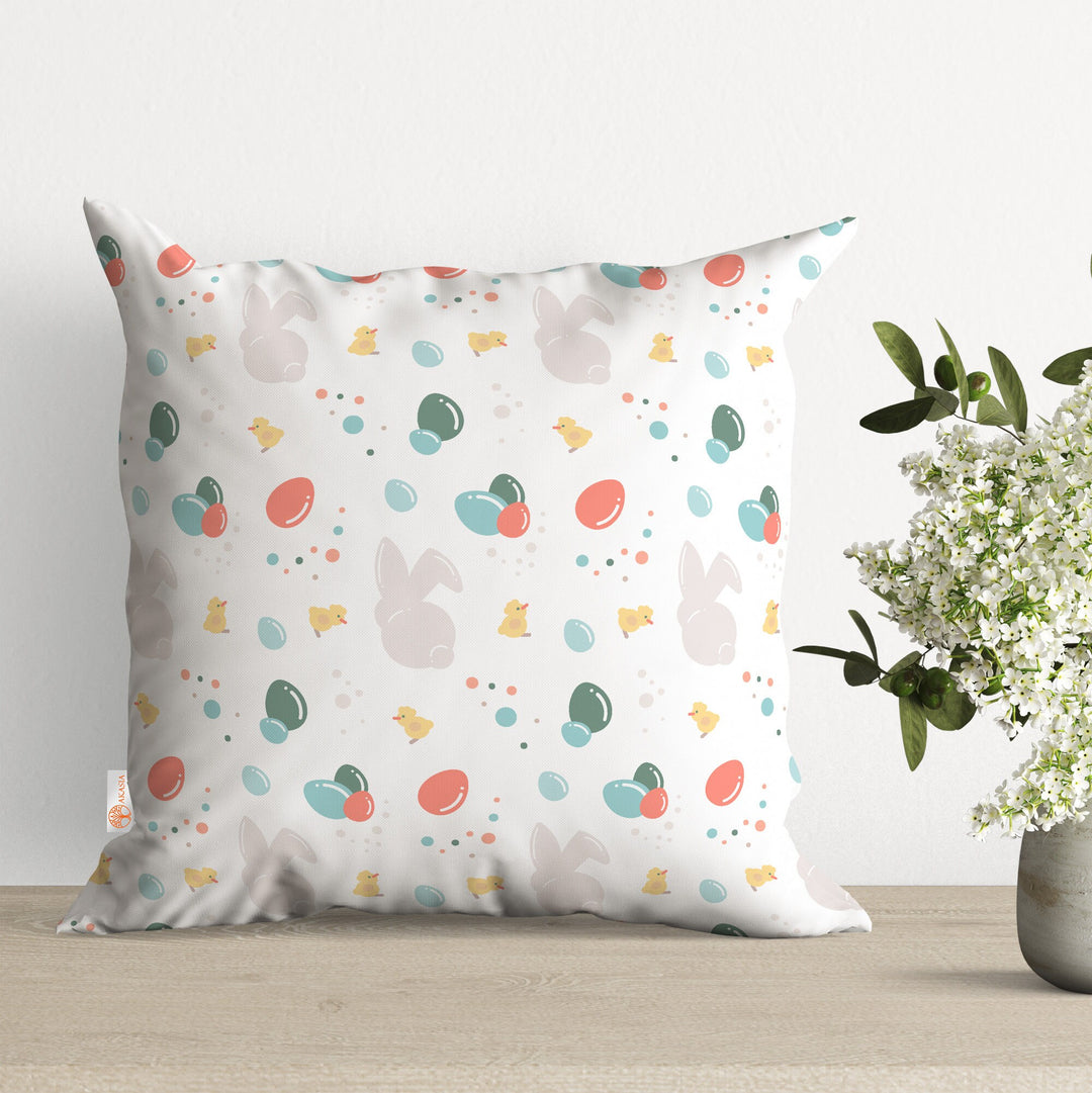 Easter Pillow Cover|Bunny Ear Pillowtop|Egg Print Pillowcase|Spring Throw Pillowcase|Happy Easter Cushion|Outdoor Cushion Case|Spring Decor